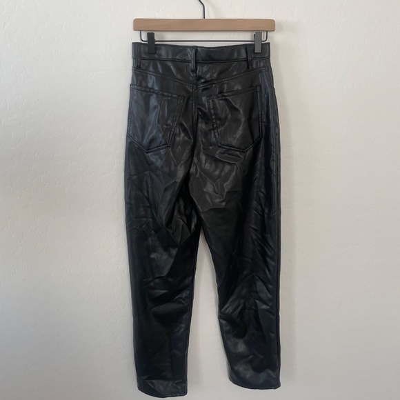 Vegan Leather Ankle Straight Ultra High Rise Classy Boho Bohemian Chic Pants - Picture 4 of 10